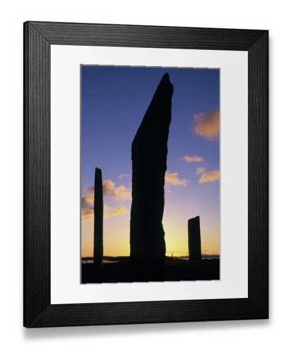 Framed Print : United Kingdom, Scotland, Orkney Islands, Stones of Stenness Neolithic Stone Circle at sunset Framed Print : United Kingdom, Scotland, Orkney Islands, Stones of Stenness Neolithic Stone Circle at sunset