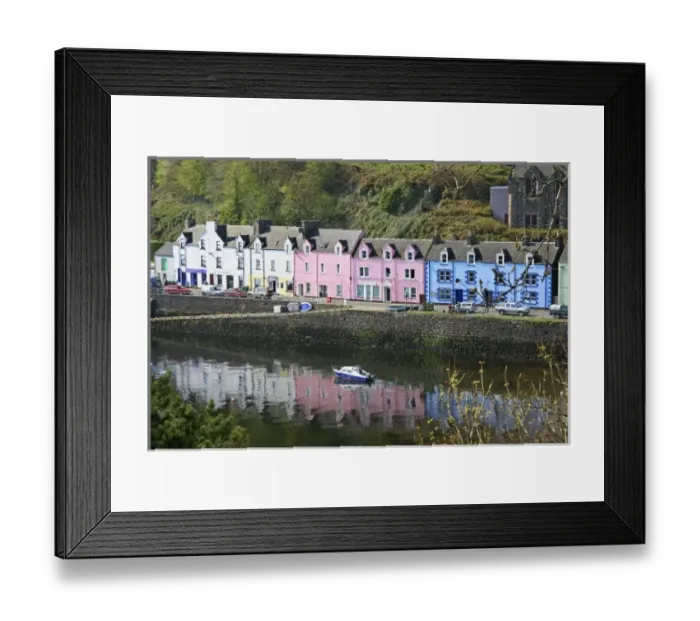 Framed Print : Portree, Scotland. Some beautifully colored houses welcome travelers into the port town of portree Framed Print : Portree, Scotland. Some beautifully colored houses welcome travelers into the port town of portree