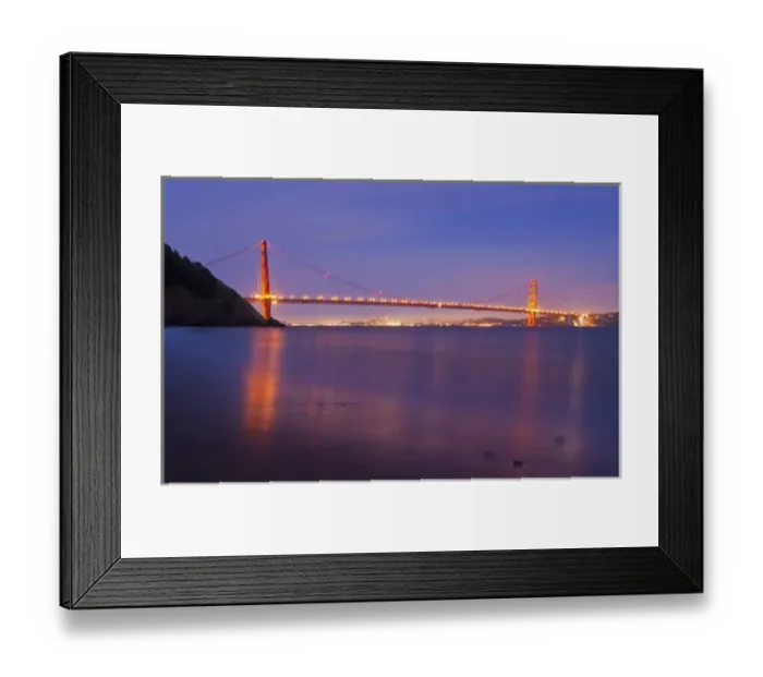 Framed Print : The Golden Gate Bridge at dusk from Kirby Cove in San Francisco, California, USA Framed Print : The Golden Gate Bridge at dusk from Kirby Cove in San Francisco, California, USA