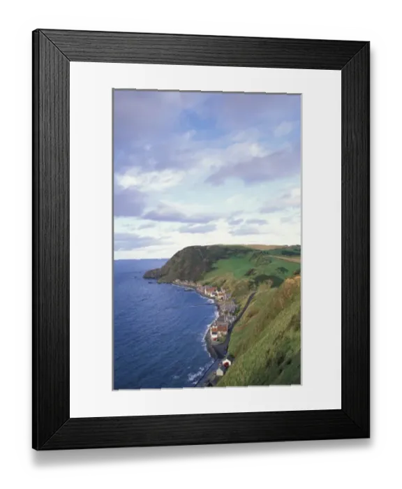 Framed Print : Scotland, Aberdeen. Overhead view of the cliffside village of Crovie Framed Print : Scotland, Aberdeen. Overhead view of the cliffside village of Crovie
