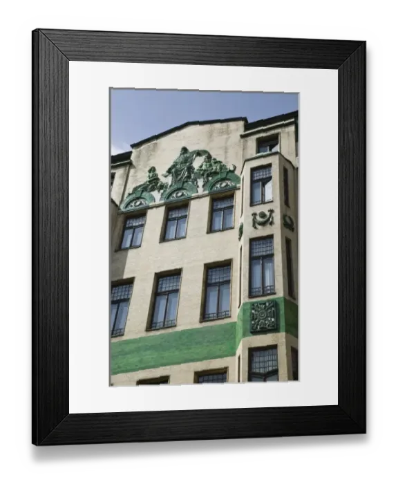 Framed Print : SERBIA, Belgrade. Building detail of the Hotel Moskva  /  Downtown Belgrade