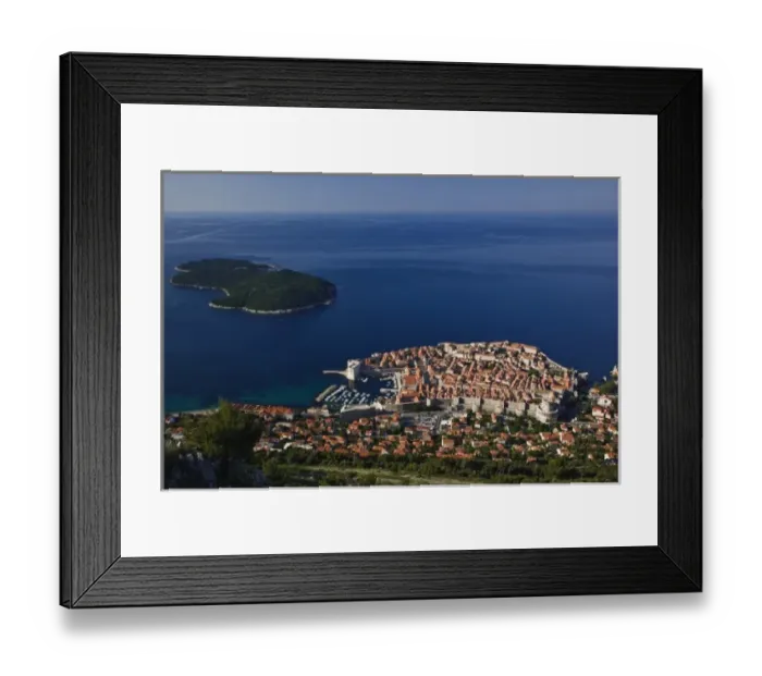 Framed Print : Elevated view of Dubrovnik in southern coast of Croatia on the Adriatic Sea, UNESCO