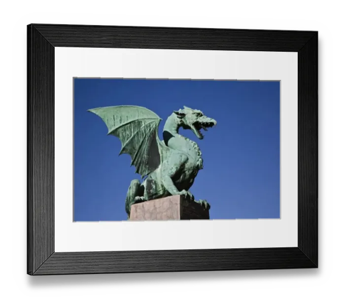 Framed Print : Dragon statue of sheet copper on the Dragon Bridge, Ljubljana, Slovenia, Art Nouveau style Framed Print : Dragon statue of sheet copper on the Dragon Bridge, Ljubljana, Slovenia, Art Nouveau style
