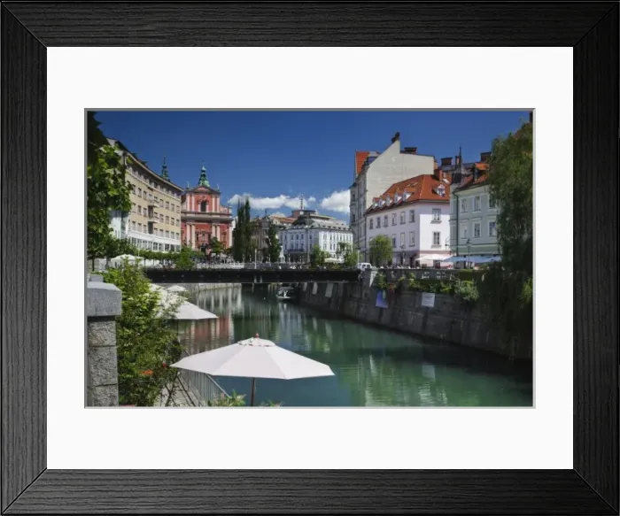 Framed Print : Ljubljanica River and Franciscan Church, Ljubljana, Slovenia Framed Print : Ljubljanica River and Franciscan Church, Ljubljana, Slovenia