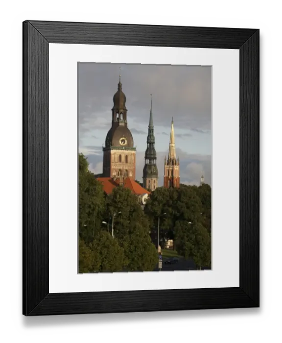 Framed Print : The Old Riga Three - The Dome Church, St. Peters Church and Anglican Church s Framed Print : The Old Riga Three - The Dome Church, St. Peters Church and Anglican Church s