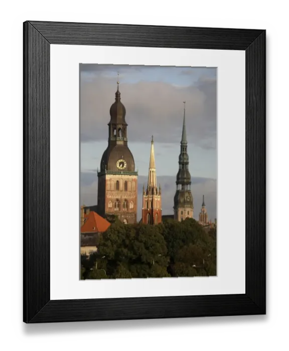 Framed Print : The Old Riga Three - The Dome Church, St. Peters Church and Anglican Church s Framed Print : The Old Riga Three - The Dome Church, St. Peters Church and Anglican Church s