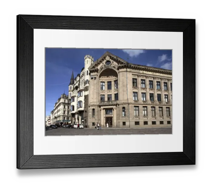 Framed Print : Art Nouveau architectures in historic center of Riga. Latvia