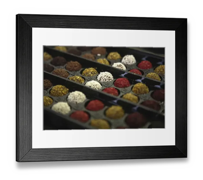 Framed Print : The chocolate manufactured by Pure Chocolate Company in Pure Village. Riga. Latvia