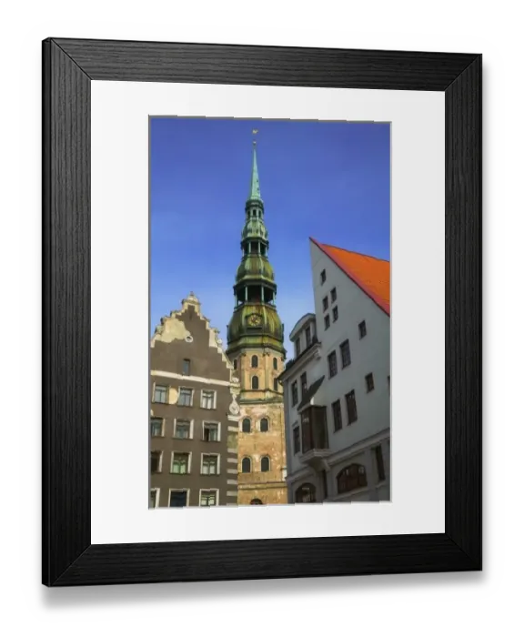 Framed Print : Dome Cathedral and quaint houses in pedestrian area, Riga, Latvia