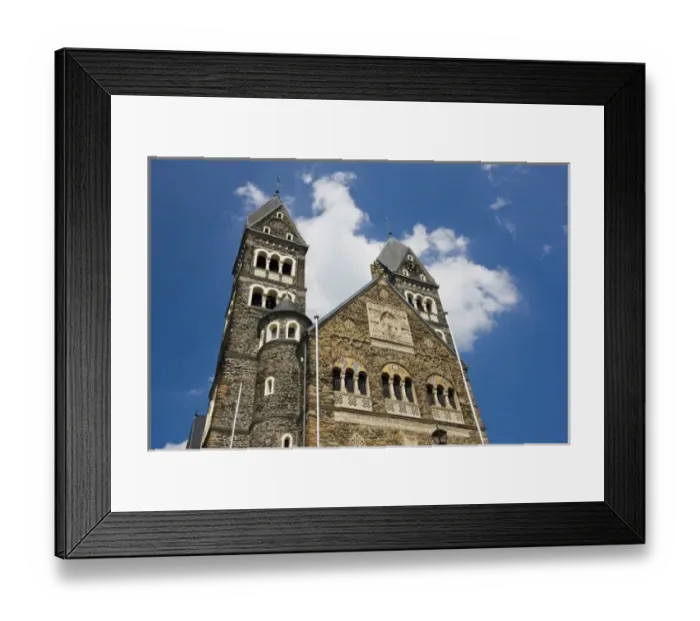Framed Print : Luxembourg, Clervaux. Clervaux town Church (b. 1910), exterior Framed Print : Luxembourg, Clervaux. Clervaux town Church (b. 1910), exterior