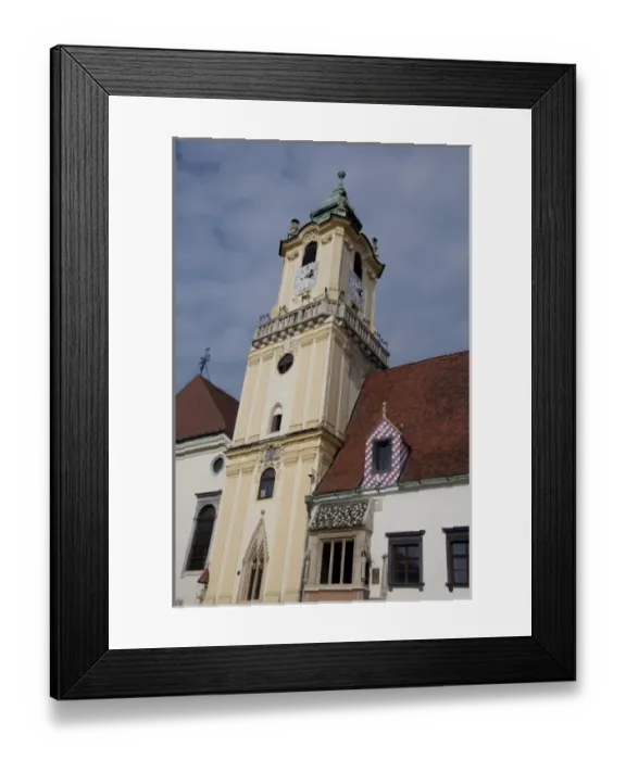 Framed Print : Slovakia, Bratislava. Historic downtown Main Square, 15th century Town Hall (aka Framed Print : Slovakia, Bratislava. Historic downtown Main Square, 15th century Town Hall (aka