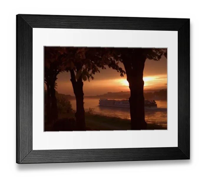 Framed Print : Cruise ship on the Danube River at sunset, Bratislava, Slovakia Framed Print : Cruise ship on the Danube River at sunset, Bratislava, Slovakia