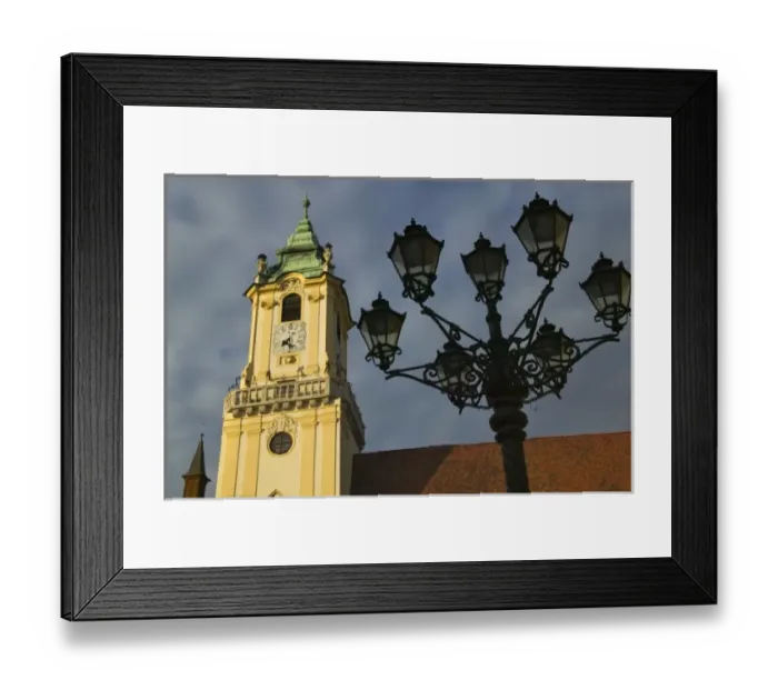 Framed Print : Old Town Hall with street lamp, Bratislava, Slovakia