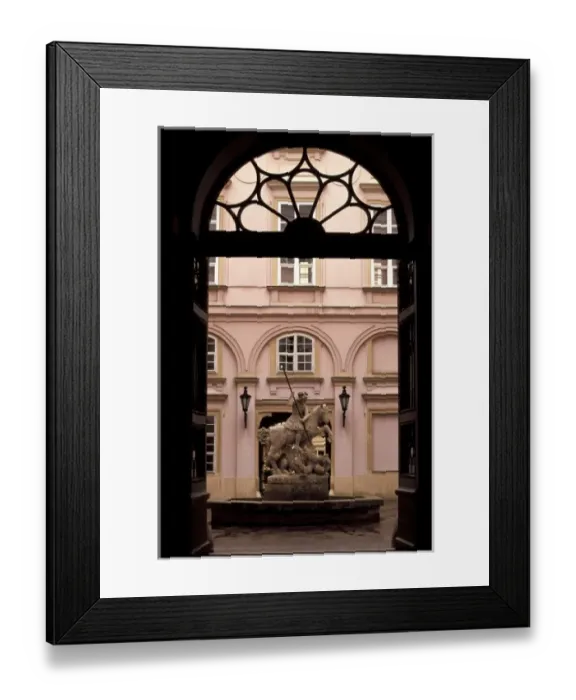 Framed Print : Slovakia, Bratislava. St. George and Dragon fountain in the old town hall Framed Print : Slovakia, Bratislava. St. George and Dragon fountain in the old town hall