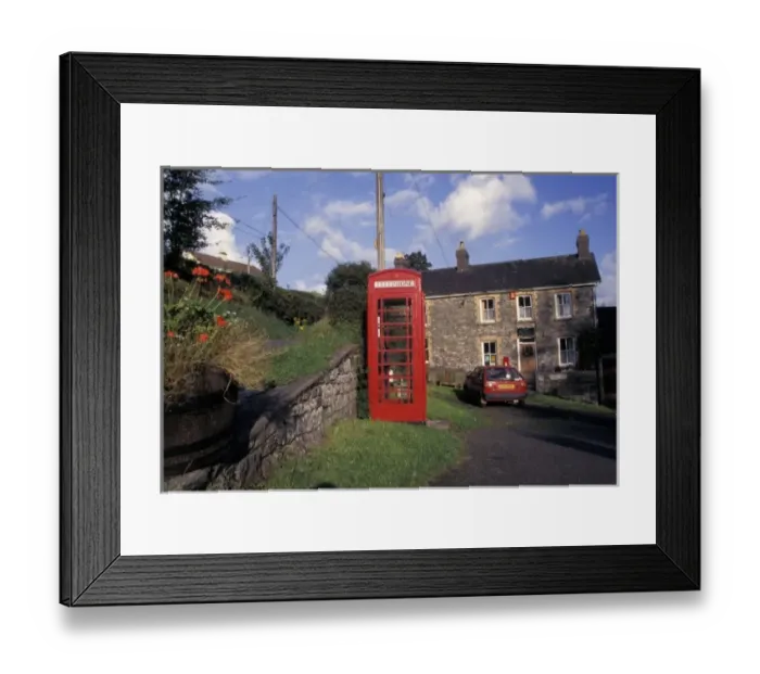 Framed Print : England, Wales, Trapp. Rural post office and telephone booth Framed Print : England, Wales, Trapp. Rural post office and telephone booth