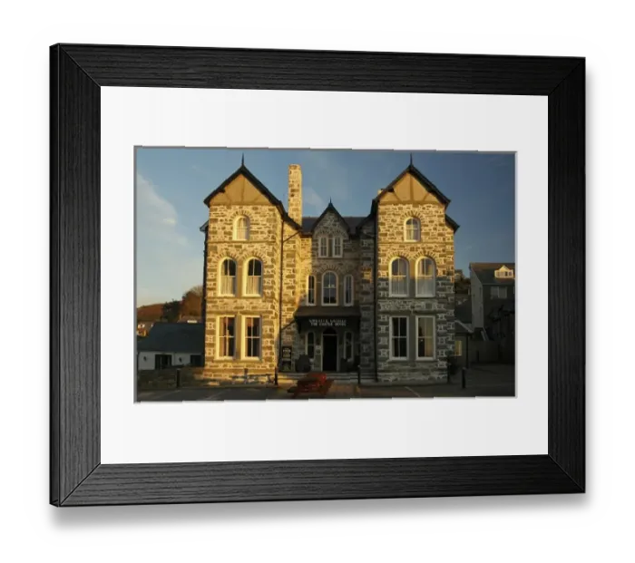 Framed Print : Unknown. UK - Wales - Sunset over the Castle Hotel in Harlech