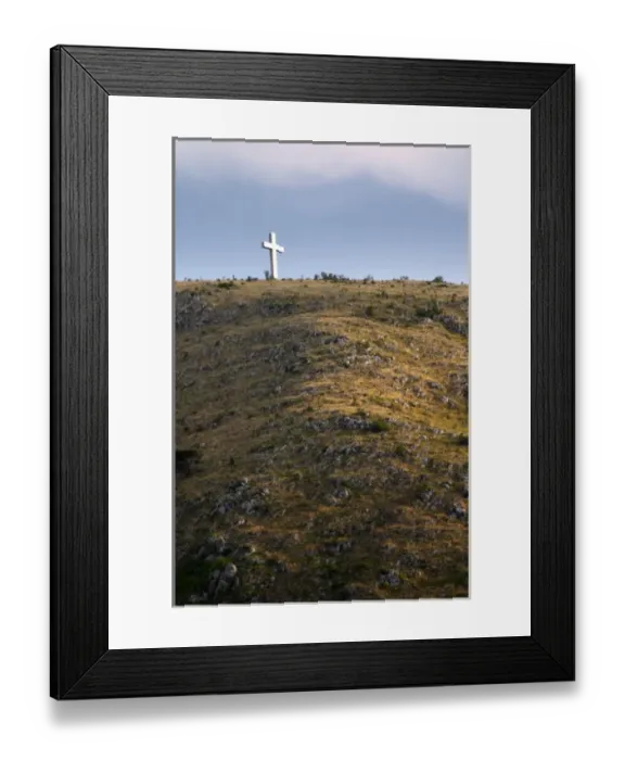 Framed Print : A cross on a hilltop near the city. Historic town of Mostar. Federation Bosne i Hercegovine Framed Print : A cross on a hilltop near the city. Historic town of Mostar. Federation Bosne i Hercegovine