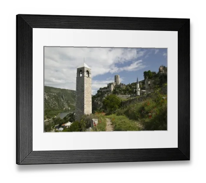 Framed Print : Bosnia-Hercegovina -Pocitelj. Ottoman Era Town-Town View with Towers