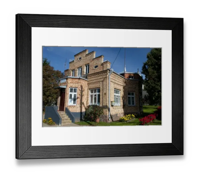 Framed Print : Lone house with flowers in farming country village of Truskavos, Lithuania Framed Print : Lone house with flowers in farming country village of Truskavos, Lithuania