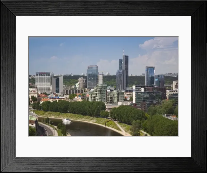 Framed Print : Lithuania, Vilnius, Gediminas Hill elevated view of Snipiskes area and Neris River Framed Print : Lithuania, Vilnius, Gediminas Hill elevated view of Snipiskes area and Neris River
