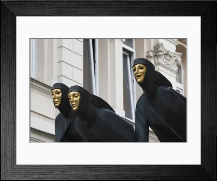 Framed Print : Lithuania, Vilnius, Three Muses sculpture atop Lithuanian National Drama Theater Framed Print : Lithuania, Vilnius, Three Muses sculpture atop Lithuanian National Drama Theater