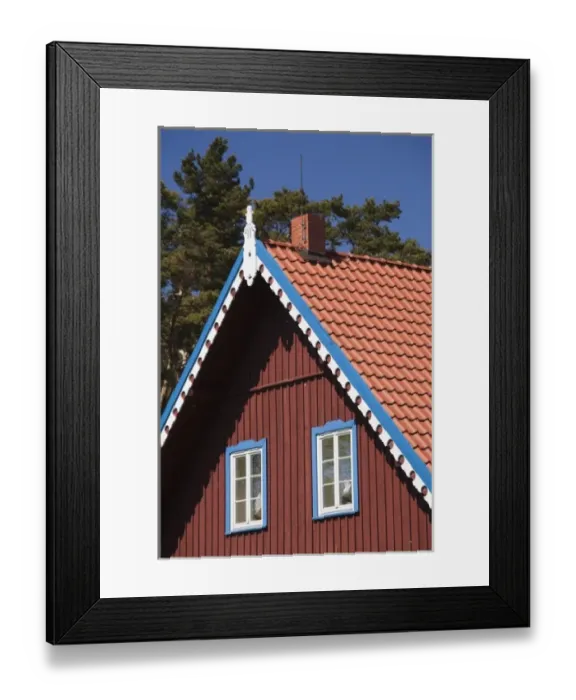 Framed Print : Lithuania, Western Lithuania, Curonian Spit, Nida, village house detail Framed Print : Lithuania, Western Lithuania, Curonian Spit, Nida, village house detail