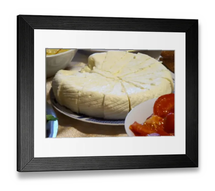 Framed Print : Montenegrin food speciality: fresh sheep cheese cut in triangles on a plate. Durovic Jovo Winery Framed Print : Montenegrin food speciality: fresh sheep cheese cut in triangles on a plate. Durovic Jovo Winery