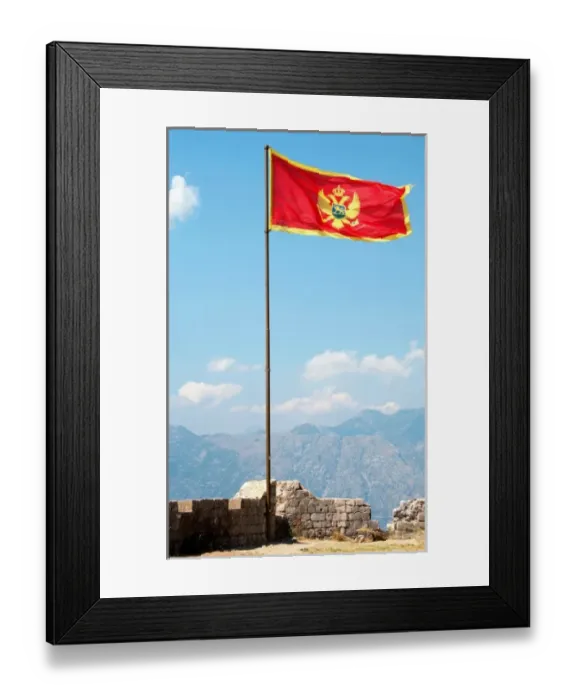 Framed Print : Flag of the Republic of Montenegro. Kotor Framed Print : Flag of the Republic of Montenegro. Kotor