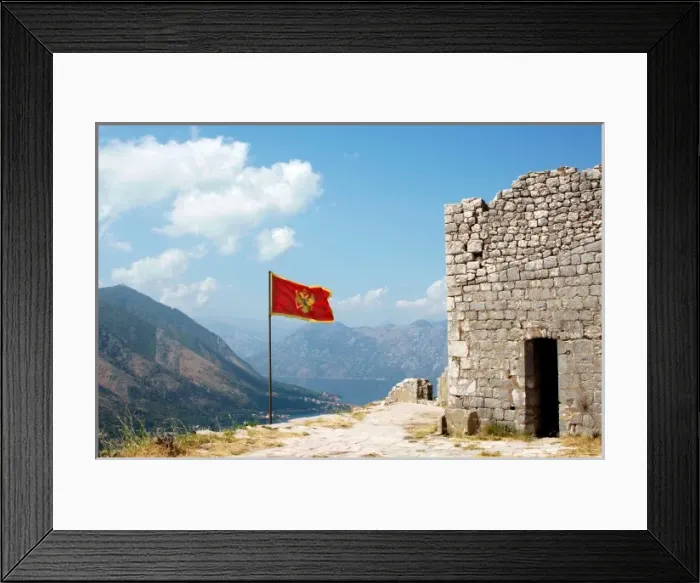 Framed Print : Flag of the Republic of Montenegro. Kotor Framed Print : Flag of the Republic of Montenegro. Kotor