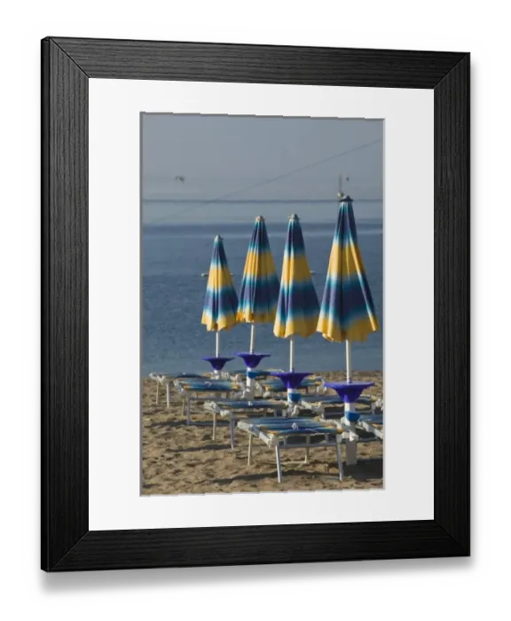 Framed Print : Montenegro, Becici. Becici Beach- Beach Umbrellas Framed Print : Montenegro, Becici. Becici Beach- Beach Umbrellas