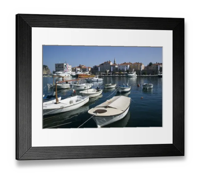 Framed Print : Montenegro, Budva. Budva Bay Yacht Harbor / Adriatic Sea Framed Print : Montenegro, Budva. Budva Bay Yacht Harbor / Adriatic Sea