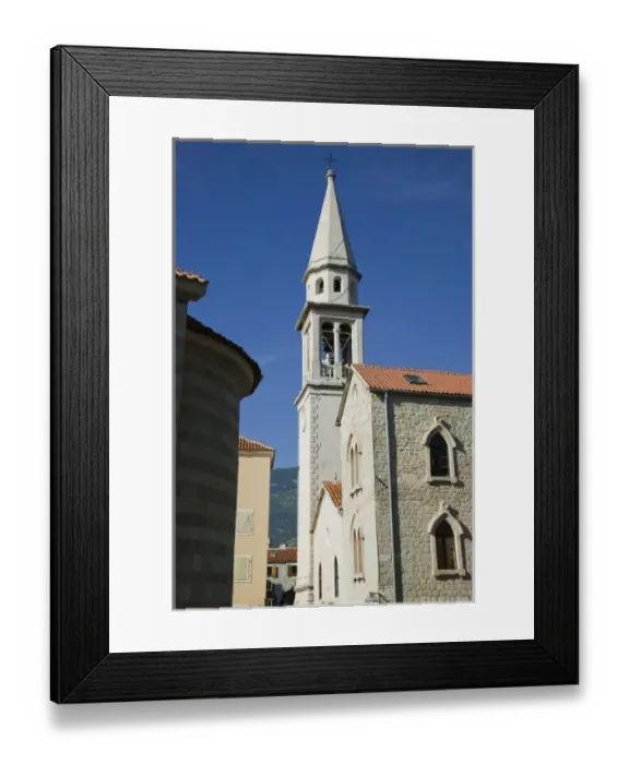 Framed Print : Montenegro, Budva. Budva Old Town  /  Stari Grad, Old Town Church