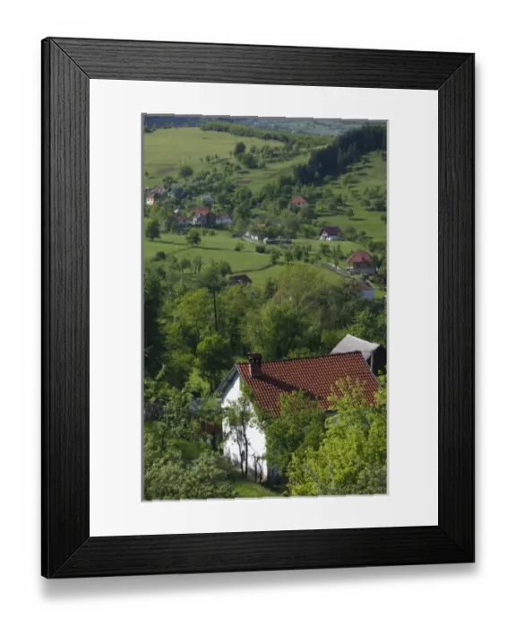 Framed Print : Montenegro, Eastern Montenegro Mountains, Dapasici. Village with springtime mountain Framed Print : Montenegro, Eastern Montenegro Mountains, Dapasici. Village with springtime mountain