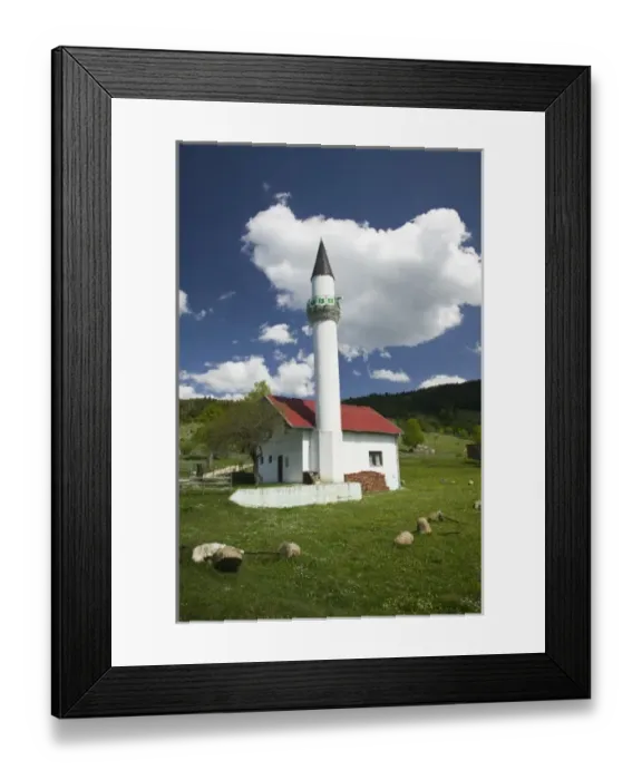 Framed Print : Montenegro, Kosovo Frontier, Dacici Village, Small Village Mosque Framed Print : Montenegro, Kosovo Frontier, Dacici Village, Small Village Mosque