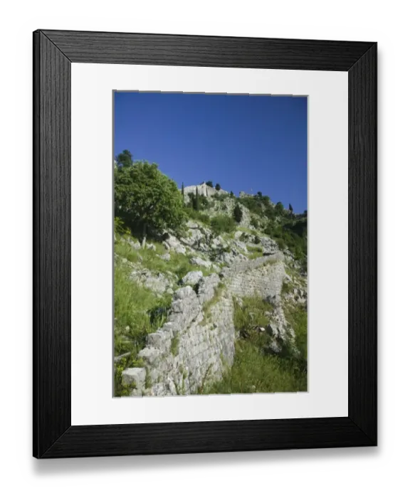 Framed Print : Montenegro, Kotor Bay  /  Kotor. Trail atop Kotors mountainside fortifications