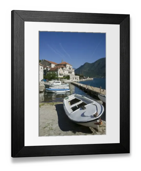 Framed Print : Montenegro, Kotor Bay  /  Perast. Perast Town View from the harbor