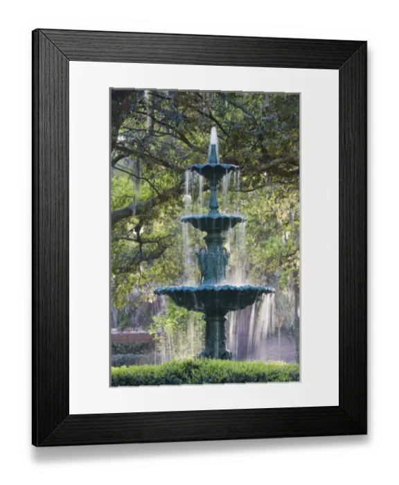 Framed Print : USA, Georgia, Savannah. The fountain in Lafayette Square. The fountain was given Framed Print : USA, Georgia, Savannah. The fountain in Lafayette Square. The fountain was given
