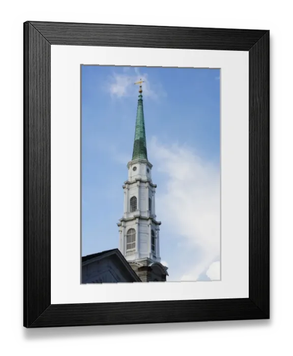 Framed Print : USA, Georgia, Savannah. The steeple of the Independant Presbyterian Church in Savannah