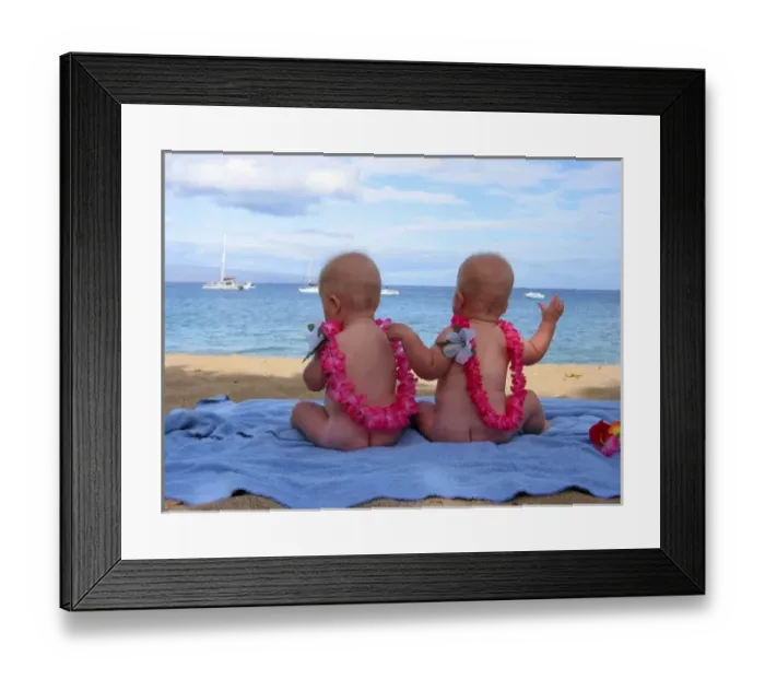 Framed Print : USA. Hawaiian Islands. Maui. Twin babies enjoy the beach. (MR) Framed Print : USA. Hawaiian Islands. Maui. Twin babies enjoy the beach. (MR)