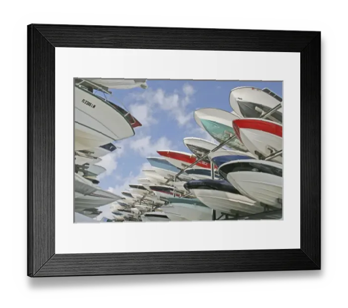 Framed Print : Small boat rack storage Coconut Grove Florida Framed Print : Small boat rack storage Coconut Grove Florida