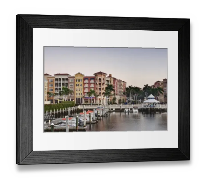 Framed Print : USA, FL, Naples, Bayfront Shopping Center & Marina on Naples Bay Framed Print : USA, FL, Naples, Bayfront Shopping Center & Marina on Naples Bay