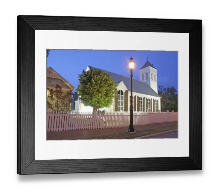 Framed Print : Evening lighting Old Christ Church Historic Pensacola Village Pensacola, Florida Framed Print : Evening lighting Old Christ Church Historic Pensacola Village Pensacola, Florida