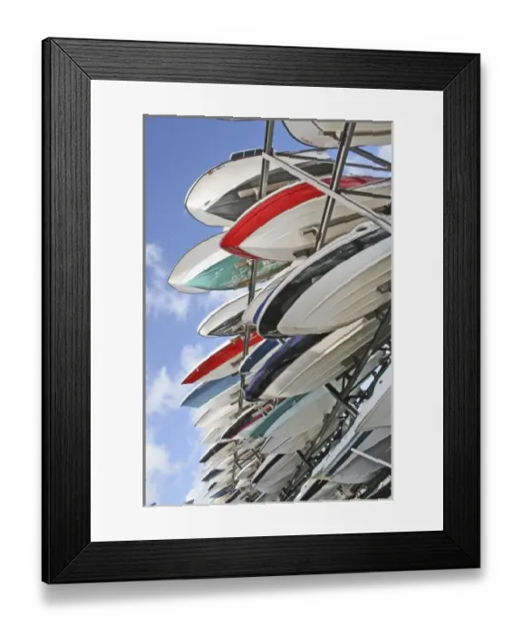 Framed Print : Small boat rack storage Coconut Grove Florida Framed Print : Small boat rack storage Coconut Grove Florida
