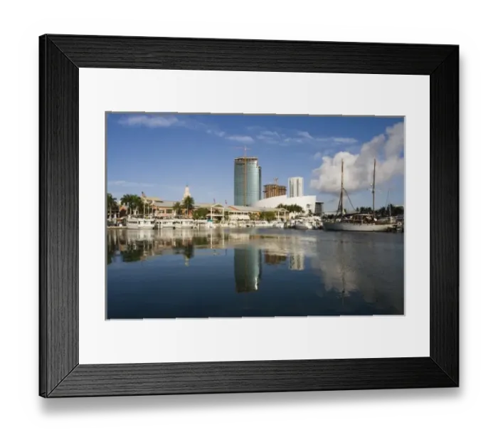 Framed Print : USA, Florida, Miami: Downtown from Bayside Marketplace / Morning Framed Print : USA, Florida, Miami: Downtown from Bayside Marketplace / Morning