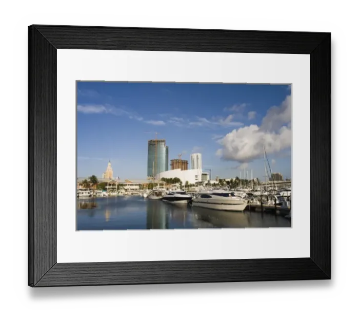 Framed Print : USA, Florida, Miami: Downtown from Bayside Marketplace / Morning Framed Print : USA, Florida, Miami: Downtown from Bayside Marketplace / Morning