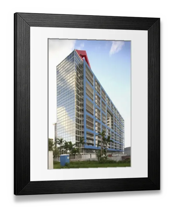 Framed Print : USA, Florida, Miami. The Atlantis Condominium, designed by Arquitectonica in 1982