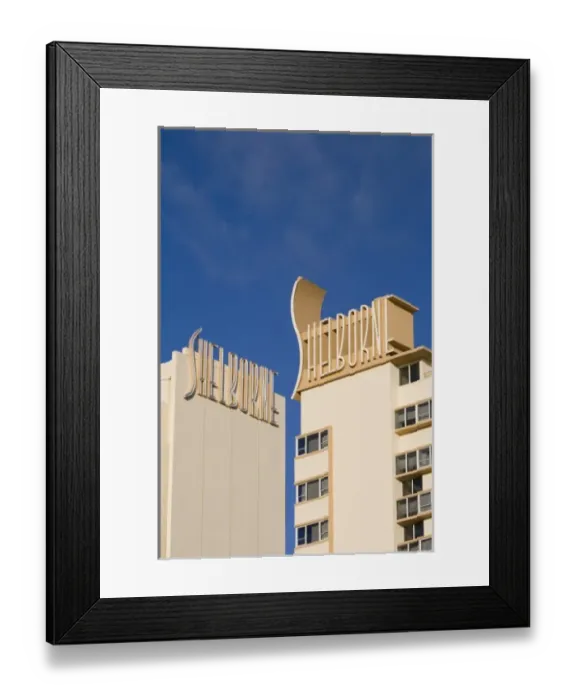 Framed Print : USA, Florida, Miami Beach: South Beach Art Deco Hotels, Shelburne Hotel Sign