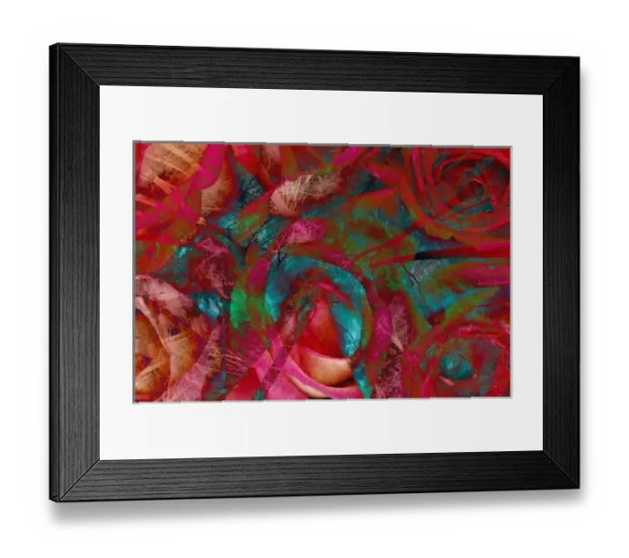 Framed Print : North America, USA, Digitally Altered, Tall trees reaching for the sky layered with red roses Framed Print : North America, USA, Digitally Altered, Tall trees reaching for the sky layered with red roses