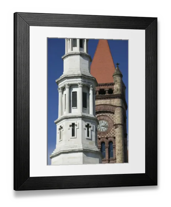 Framed Print : USA, Ohio, Cincinnati: Towers of St. Peter in Chains Cathedral and Cincinnati City Hall Framed Print : USA, Ohio, Cincinnati: Towers of St. Peter in Chains Cathedral and Cincinnati City Hall