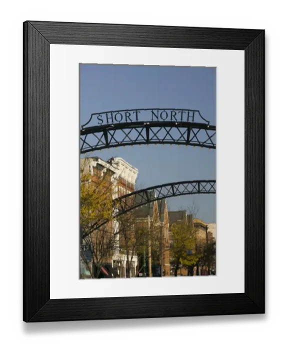 Framed Print : USA, Ohio, Columbus: Short North Sign, Trendy Neighborhood along North High Street